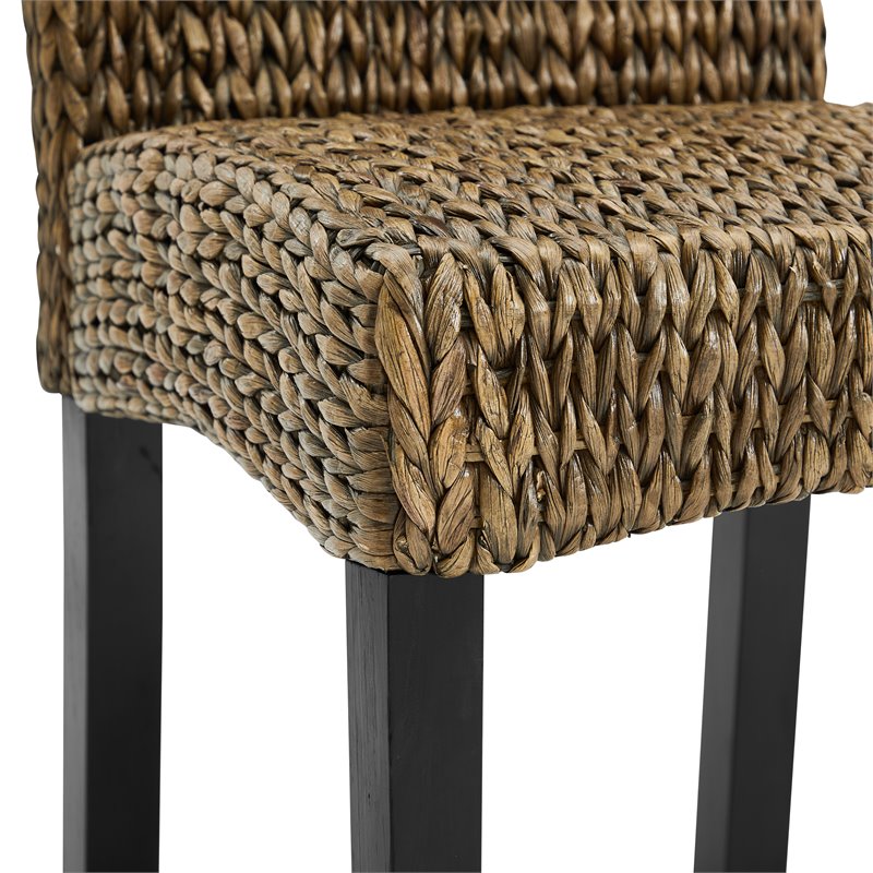 Crosley Furniture Edgewater Wood/Seagrass Dining Chair in Black/Brown (Set of 4)
