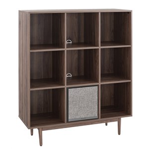 crosley furniture liam wood 9 cube record storage bookcase with speaker