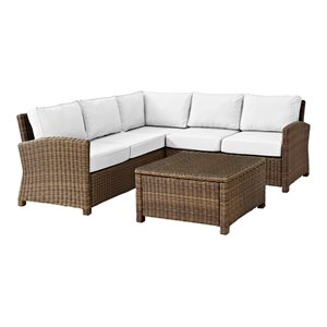 crosley furniture bradenton 4-piece wicker outdoor sectional set