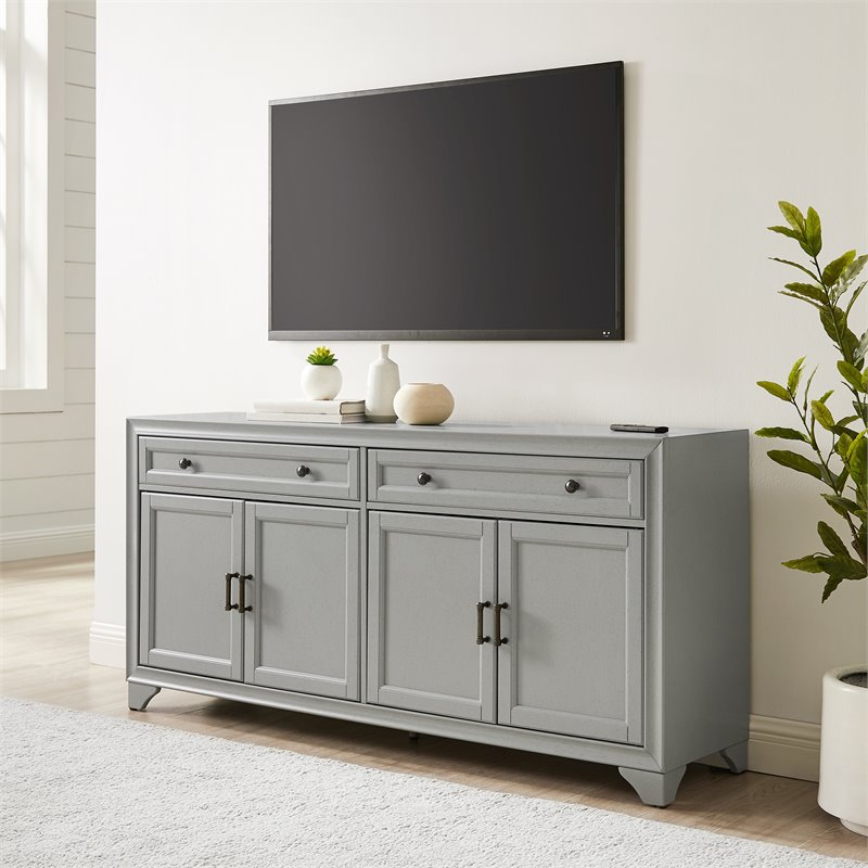 Crosley Furniture Tara Modern MDF Wood Sideboard in Distressed Gray
