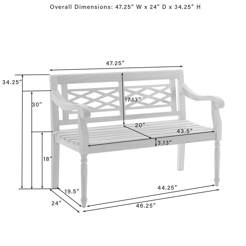 Crosley Furniture Olivier Traditional Teak Wood Outdoor Bench in Brown