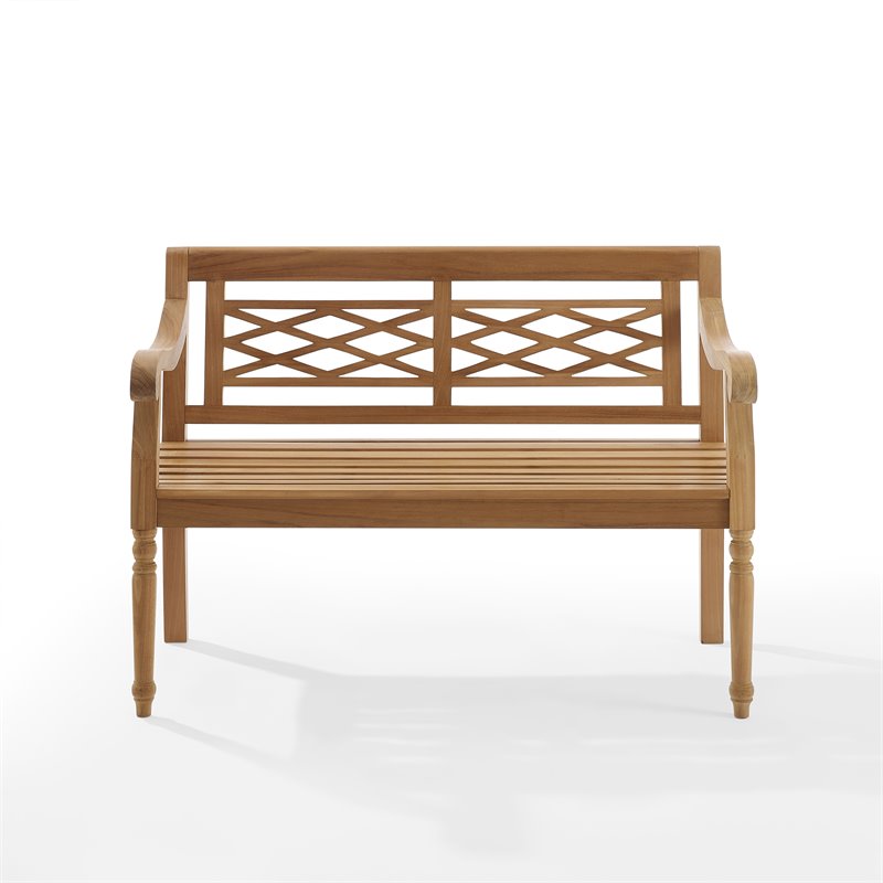 Crosley Furniture Olivier Traditional Teak Wood Outdoor Bench in Brown