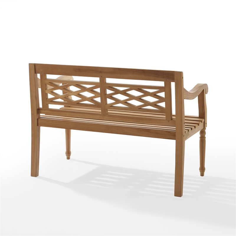 Crosley Furniture Olivier Traditional Teak Wood Outdoor Bench in Brown