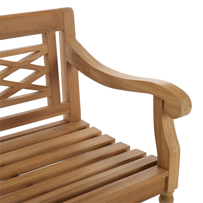 Crosley Furniture Olivier Traditional Teak Wood Outdoor Bench in Brown