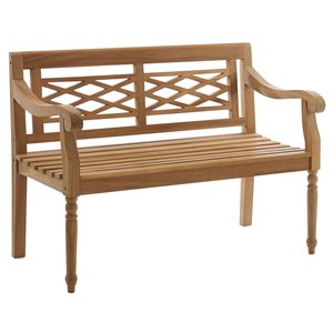 Crosley Furniture Olivier Traditional Teak Wood Outdoor Bench in Brown
