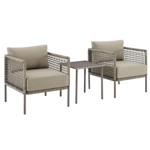 crosley furniture cali bay 3-piece modern wicker outdoor chair set in brown