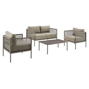 crosley furniture cali bay 4-piece wicker outdoor conversation set in brown