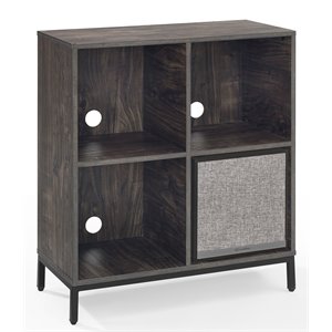 crosley furniture jacobsen wood record storage bookcase with speaker in black