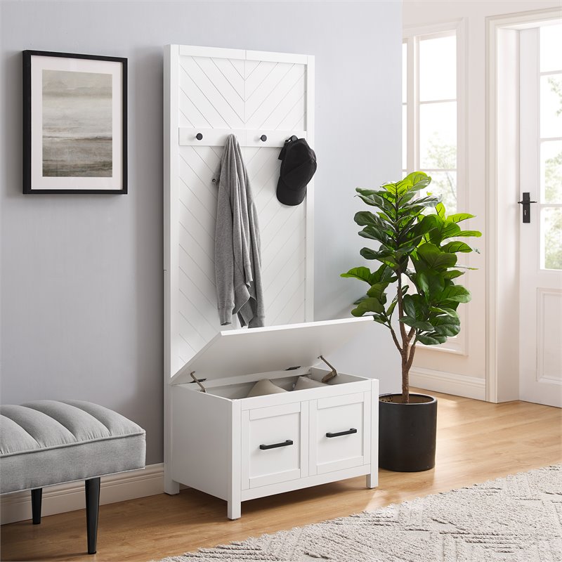 Crosley Furniture Kayce Modern Wood Hall Tree in White Finish