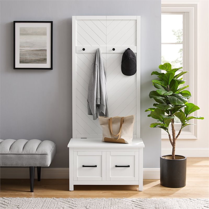 Crosley Furniture Kayce Modern Wood Hall Tree in White Finish