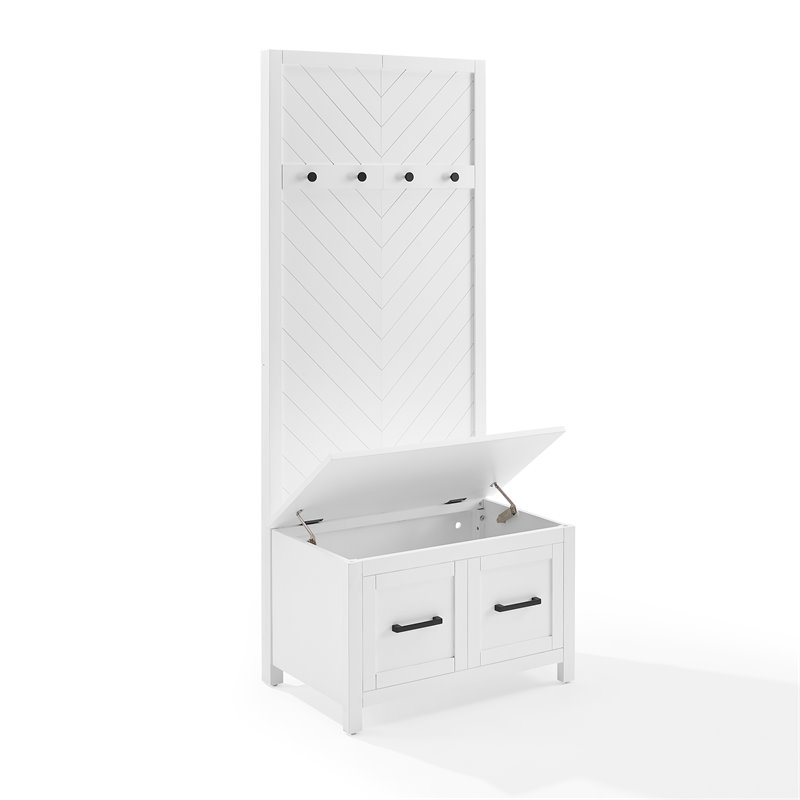Crosley Furniture Kayce Modern Wood Hall Tree in White Finish