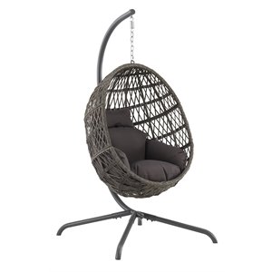 crosley furniture tess indoor/outdoor wicker hanging egg chair in gray/driftwood