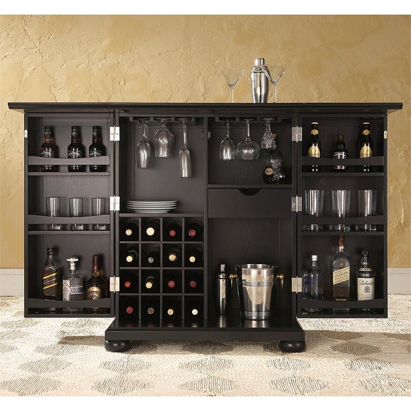Winsome Newport Expandable Counter Home Wine Home Bar in Antique Walnut 