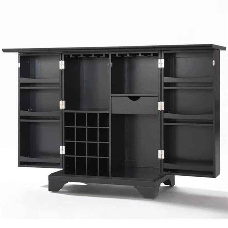 crosley furniture lafayette expandable home bar cabinet in black