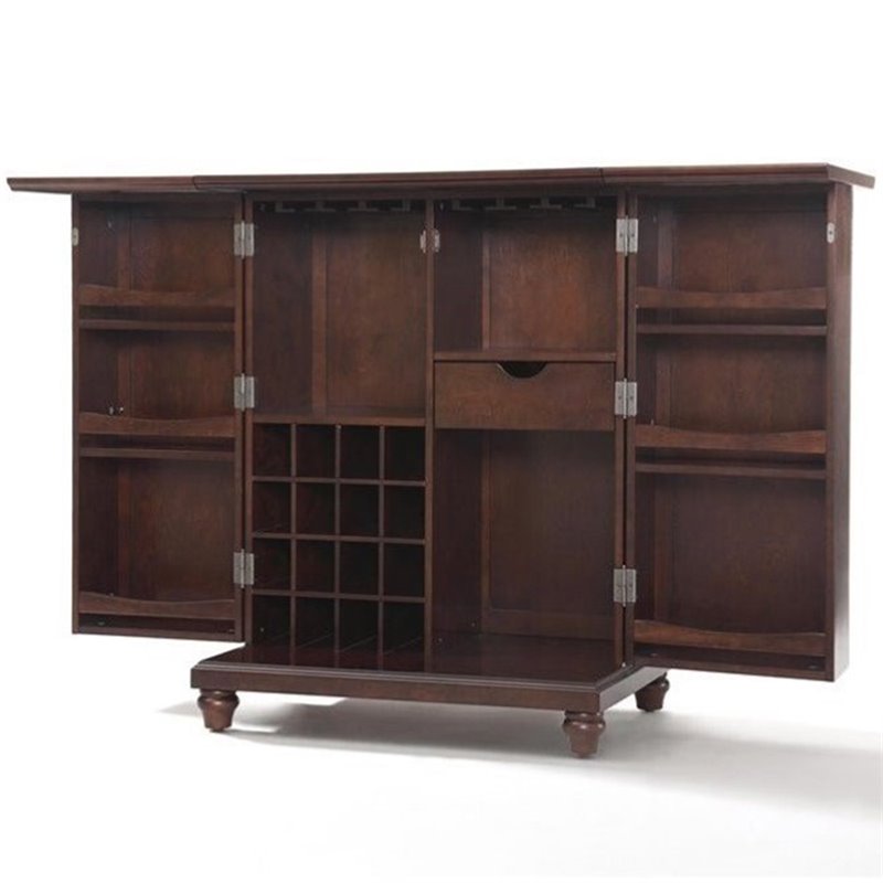 Crosley Furniture Cambridge Wood Expandable Bar Cabinet in Mahogany