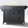 Crosley Furniture Natural Wood Top Kitchen Cart in Black/Natural