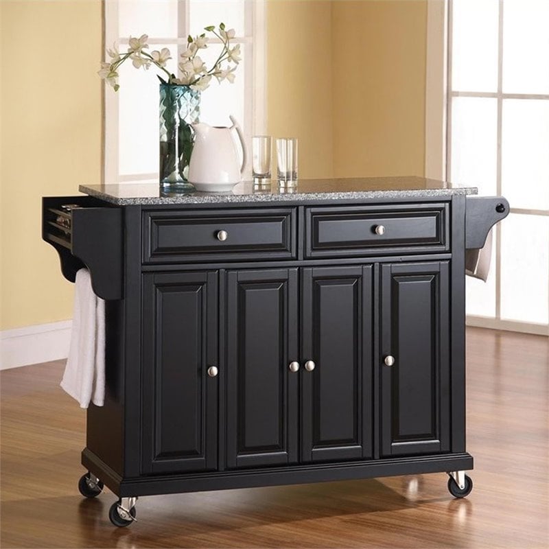 Crosley Furniture Solid Granite Top Kitchen Cart in Black KF30003EBK