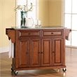 Crosley Furniture Solid Granite/Wood Kitchen Cart in Cherry/Gray