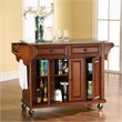 Crosley Furniture Solid Granite/Wood Kitchen Cart in Cherry/Gray