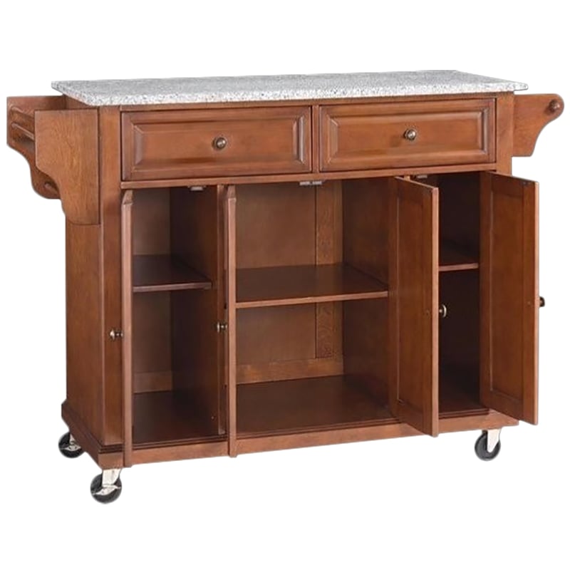 Crosley Furniture Solid Granite/Wood Kitchen Cart in Cherry/Gray