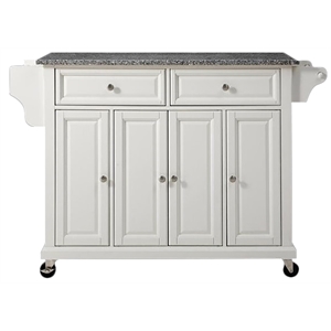 Crosley Furniture Wood/Solid Granite Kitchen Cart in White/Gray