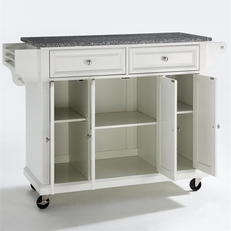 Crosley Gray Granite Top Kitchen Cart In White Kf30003ewh