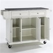 Crosley Furniture Wood/Solid Granite Kitchen Cart in White/Gray