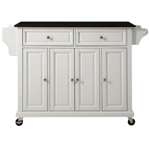 Crosley Furniture Wood/Solid Granite Kitchen Cart in White/Black