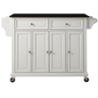 Crosley Furniture Wood/Solid Granite Kitchen Cart in White/Black