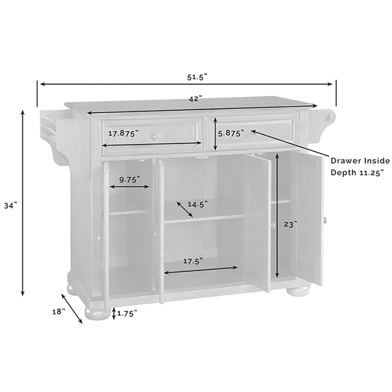 Crosley Furniture Alexandria Wood Kitchen Island in Black/Silver