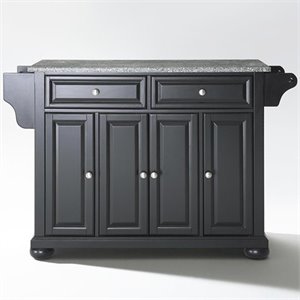 Crosley Furniture Alexandria Solid Granite/Wood Kitchen Island in Black/Gray