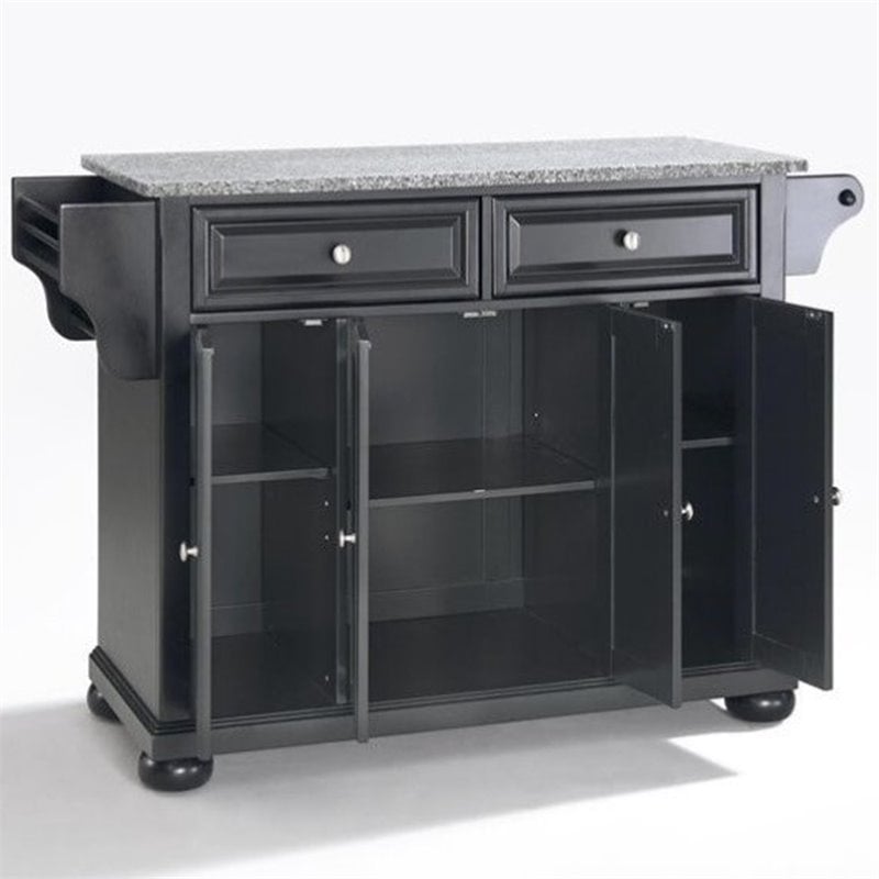 Crosley Furniture Alexandria Solid Granite/Wood Kitchen Island in Black/Gray