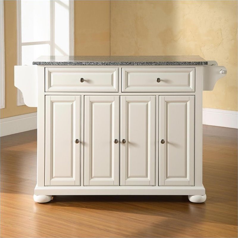 Crosley Furniture Alexandria Wood Kitchen Island in White/Gray