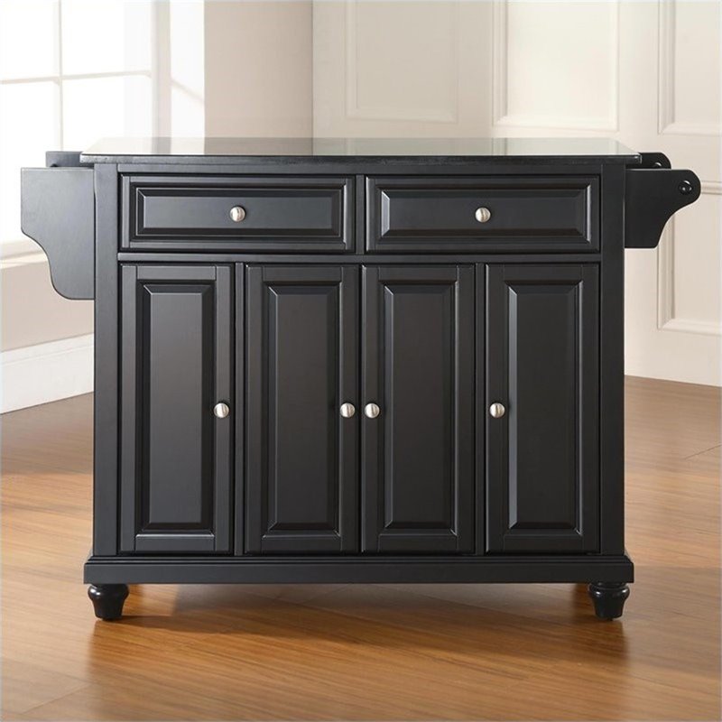 Crosley Furniture Cambridge Wood Kitchen Island in Black/Cherry