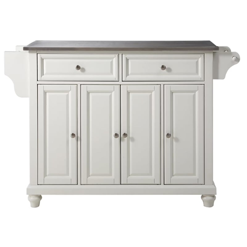 Crosley Furniture Cambridge Wood Kitchen Island in White/Silver