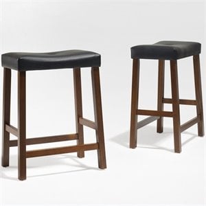 crosley faux leather saddle bar stool in cherry (set of 2)