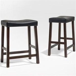 crosley faux leather saddle bar stool in mahogany (set of 2)
