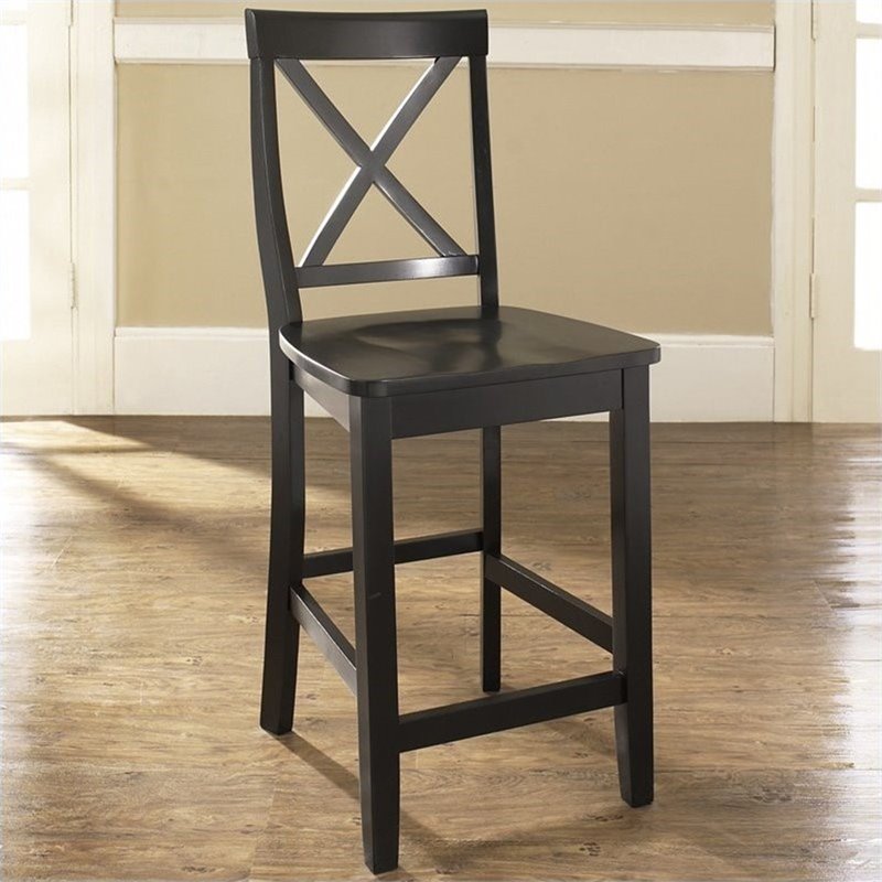 Crosley 24" X Back Counter Stool in Black (Set of 2) Cymax Business