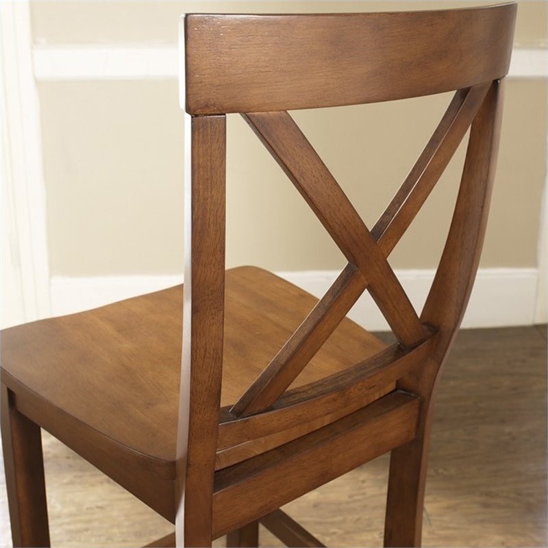 Crosley Furniture 24" XBack Counter Stool in Cherry (Set of 2