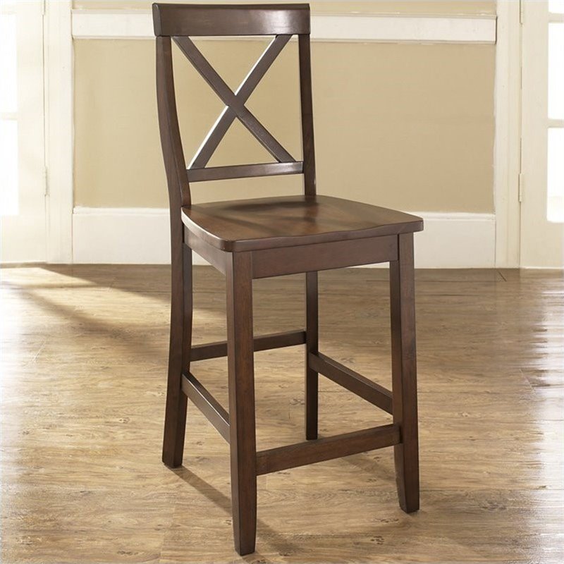 Crosley Furniture 24" X-Back Counter Stool In Mahogany (Set Of 2 ...