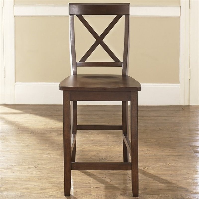 Crosley Furniture 24" XBack Counter Stool in Mahogany (Set of 2
