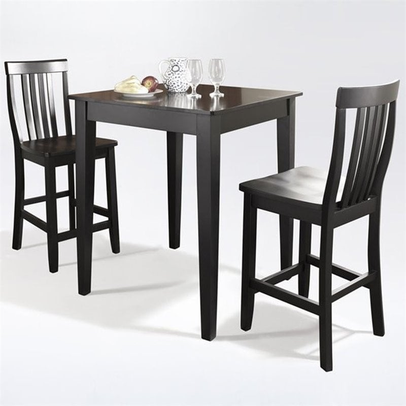 3 piece counter height dining set black