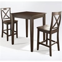 Winsome Inglewood 3 Piece Square Pub Dining Set in Antique Walnut