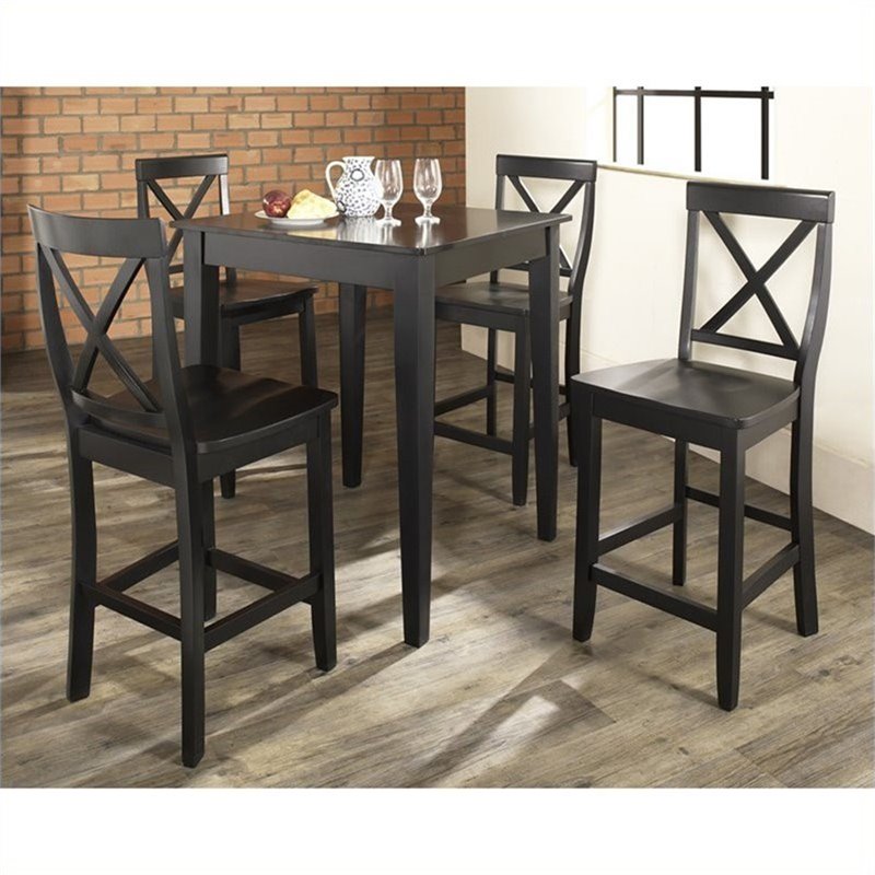 Crosley Furniture 5 Piece Wood Counter Height Dining Set in Black