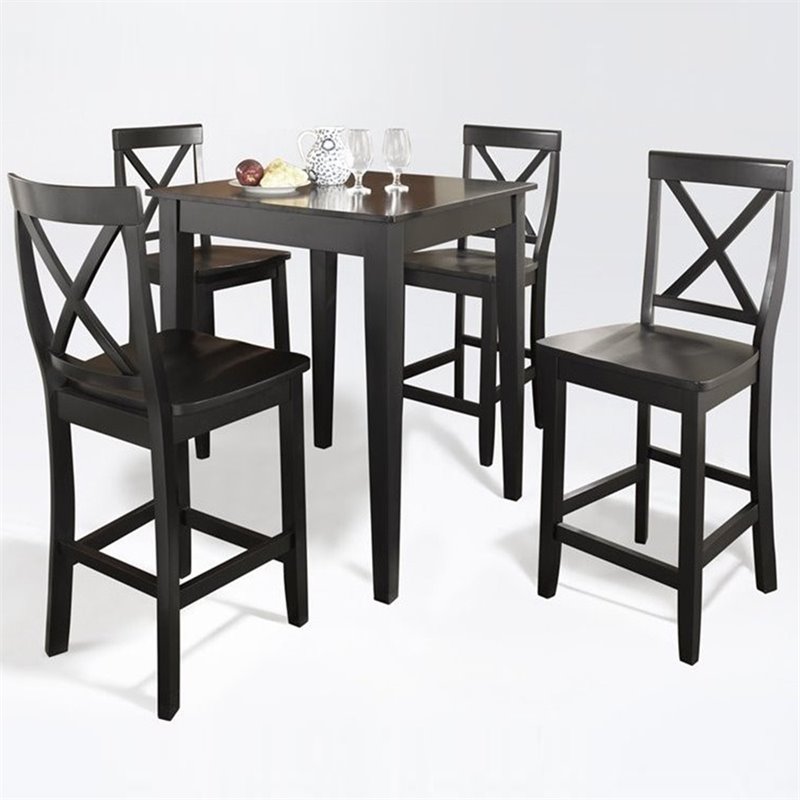 Crosley 5 Piece Counter Height Dining, Black Bar Height Dining Chairs