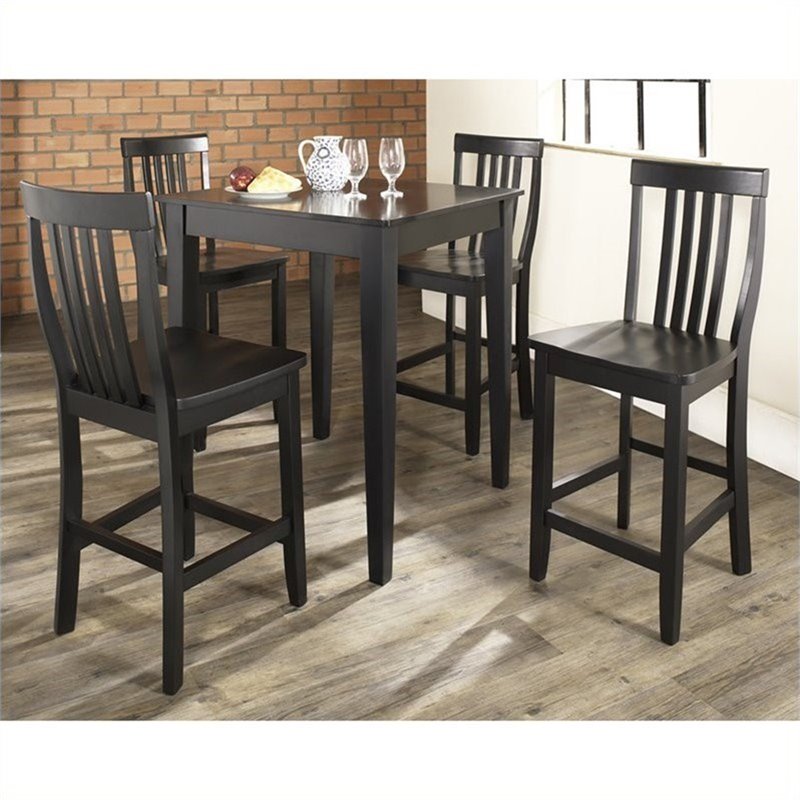 Crosley Furniture 5 Piece Traditional Wood Counter Height Dining Set in Black