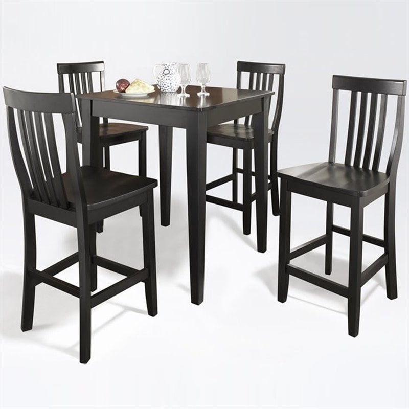 Crosley Furniture 5 Piece Traditional Wood Counter Height Dining Set in Black