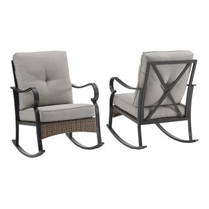 crosley furniture dahlia 2-piece metal outdoor rocking chair set in gray
