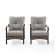 Crosley Furniture Dahlia Traditional Metal Outdoor Armchair in Taupe (Set of 2)