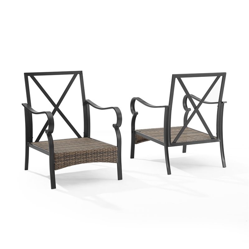 Crosley Furniture Dahlia Traditional Metal Outdoor Armchair in Taupe (Set of 2)